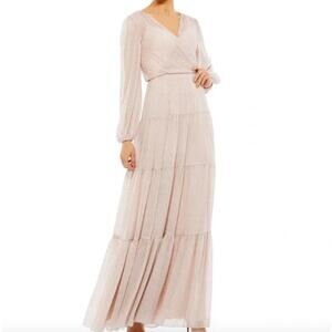 MAC DUGGAL Dress Size 6 Evening Gown Blush Pink NEW NWOT Gold Maxi V Neck